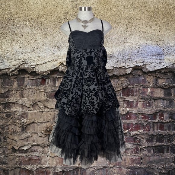 Hell Bunny Burlesque Victorian Lavintage Gothic Tulle Prom Ball Wedding Dress - Picture 2 of 9